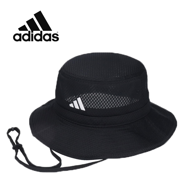 アディダス ライトメッシュ アドベンチャーハット ひも付き adidas 黒  ブラック