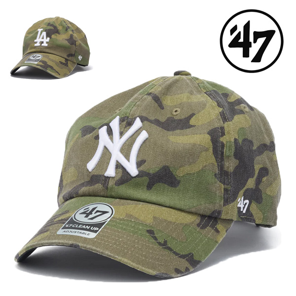 47 キャップ クリーンナップ MLB CAMO ウッドランドカモ ニューヨーク ヤンキース ロサンゼルス ドジャース カモフラ柄 ny la