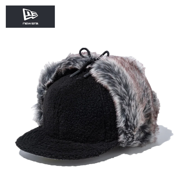 ニューエラ 耳当て付き キャップ 59FIFTY Dog Ear ドッグイヤー ボア ブラック 黒 無地 NEW ERA